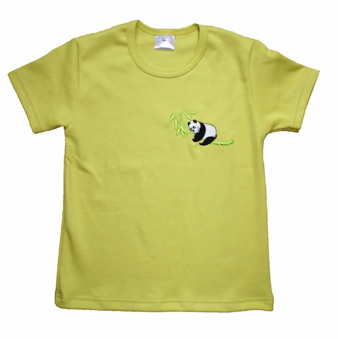 Tshirt BIO vert brodé panda