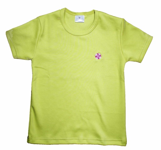 Tshirt BIO vert brodé fleur japonaise